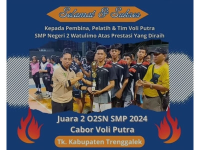 JUARA 2 O2SN SMP 2024 CABOR VOLI PUTRA Tk. Kabupaten Trenggalek
