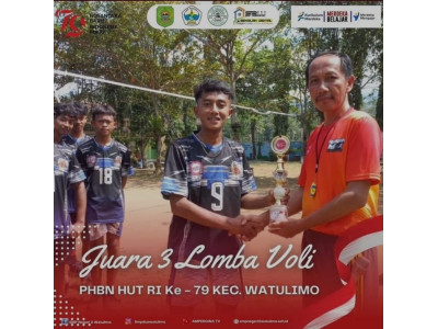 JUARA 3 LOMBA VOLI Tk. SMP/MTS PHBN HUT RI Ke-79 Kec. WATULIMO